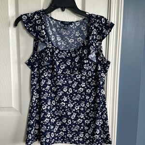 Ladies Size Large Chaps Sleeveless Ruffle Top